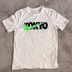 Nike TOKYO White Tee with Neon Green Swoosh